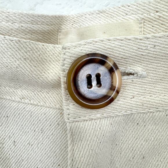 Laude The Label Womens High Rise Denim Shorts Sz 12 100% Cotton Sustainable Ecru - Picture 5 of 7